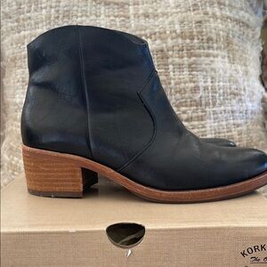 Kork-Ease Black Leather Ankle Boots